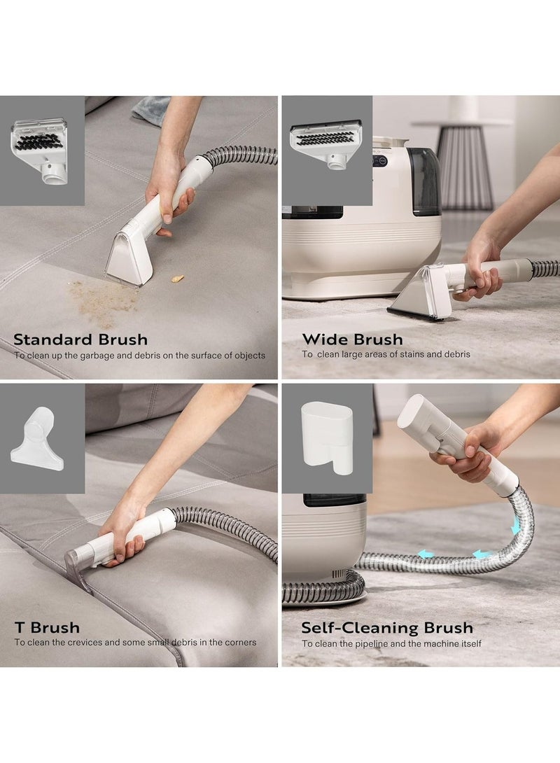 PRIMO PLUS Portable Multipurpose Carpet Cleaner Machine, 15s Fast Heating Spot Cleaner for Upholstery, 4 Detachable Brush Heads for Pets, Couch, Car Seats, Self-Cleaning - Image 3